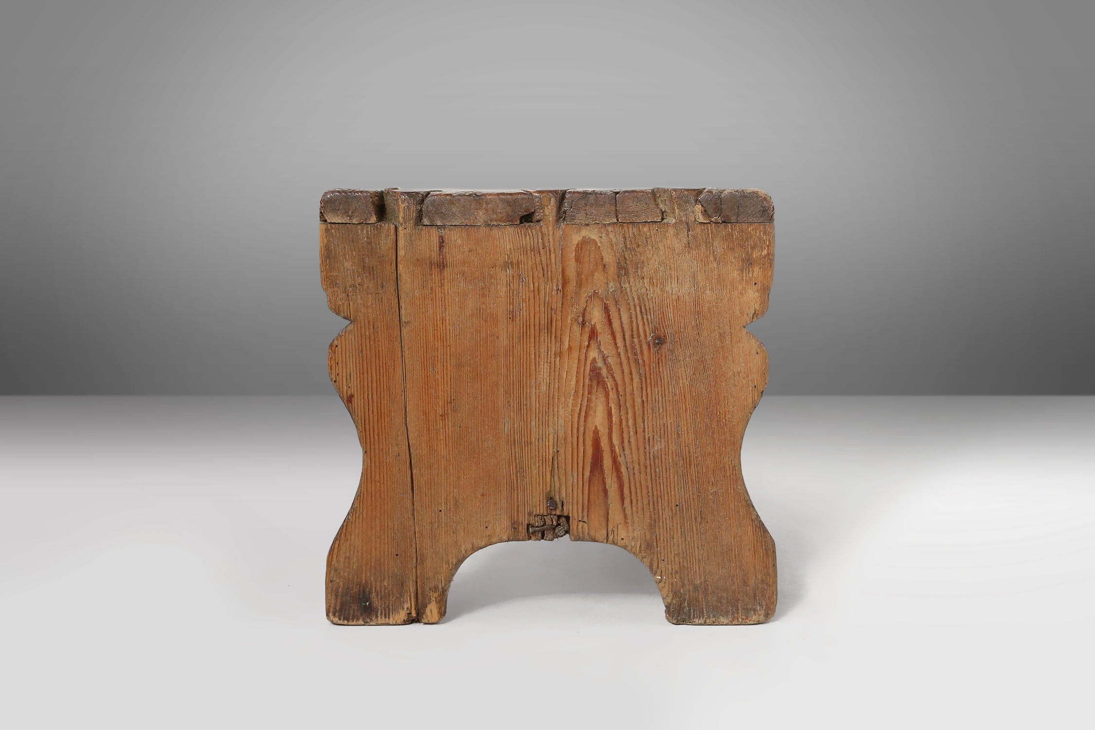 Rustic French wooden stool with beautiful patina, ca. 1900thumbnail